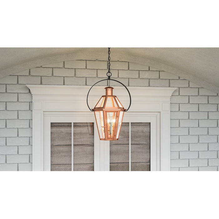 Quoizel Burdett 3 Light Outdoor Lantern, Aged Copper/Clear