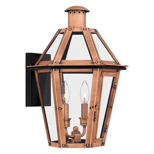 Quoizel Burdett 1 Light Outdoor Lantern, Aged Copper/Clear Tempered - BURD8411AC