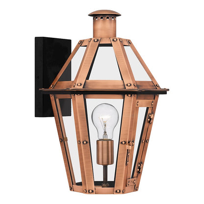 Quoizel Burdett Outdoor Lantern, Aged Copper/Clear Tempered