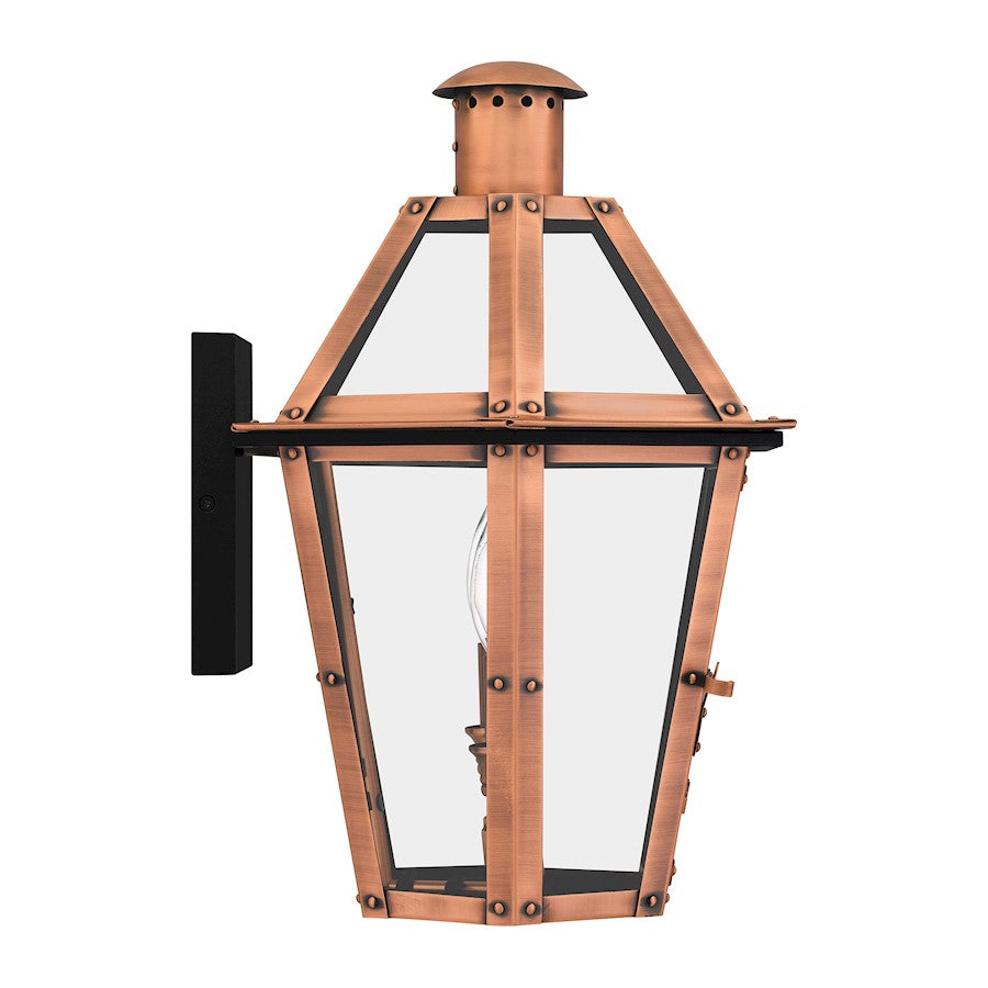 Quoizel Burdett Outdoor Lantern, Aged Copper/Clear Tempered