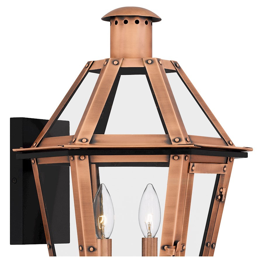 Quoizel Burdett Outdoor Lantern, Aged Copper/Clear Tempered