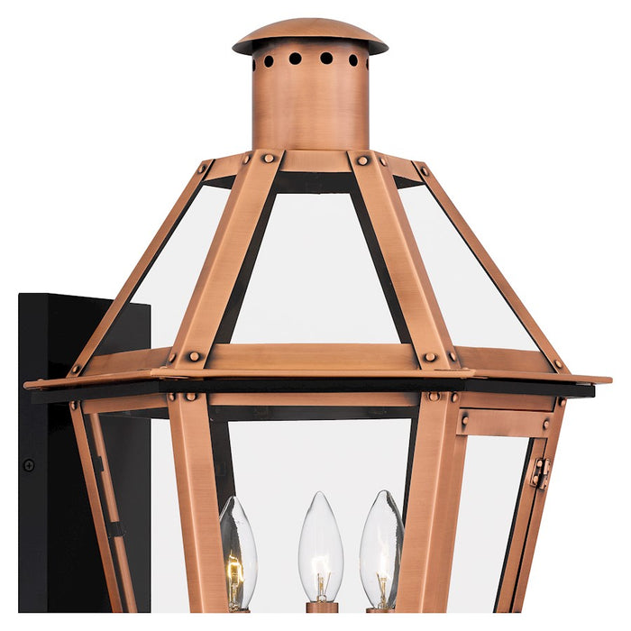 Quoizel Burdett 3 Light 21" Outdoor Lantern, Aged Copper/Clear