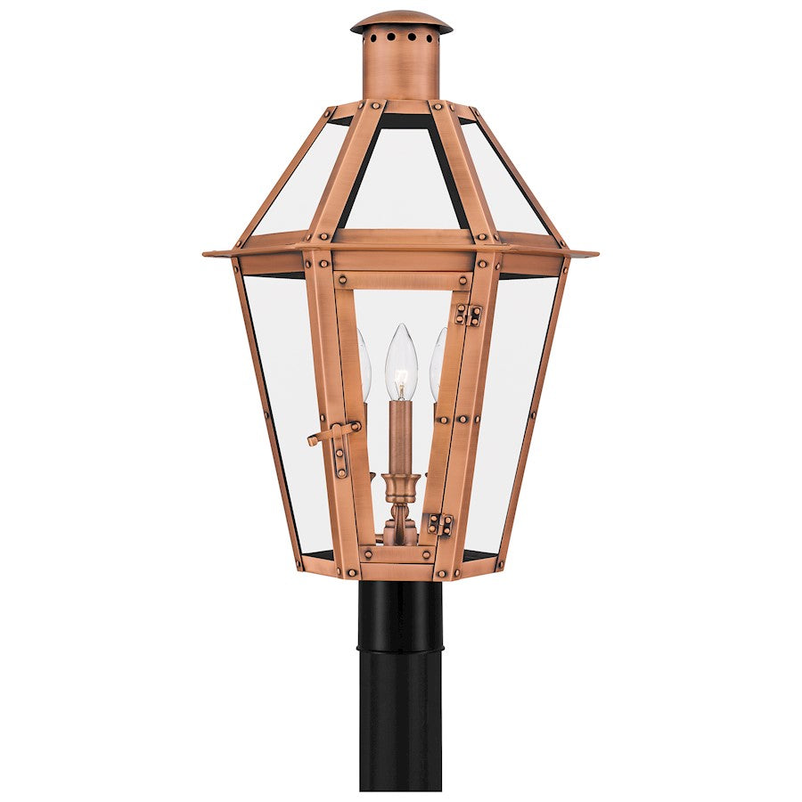 Quoizel Burdett 3 Light 24" Outdoor Lantern, Aged Copper/Clear