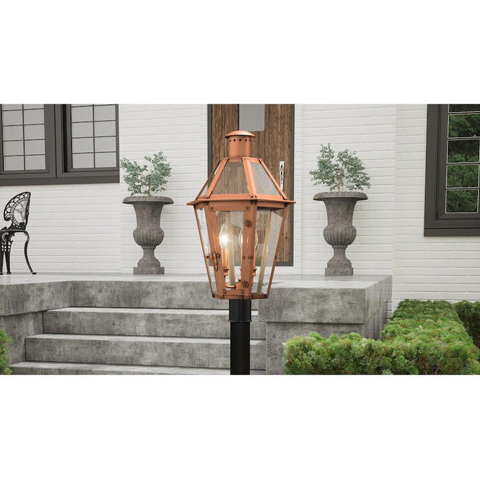 Quoizel Burdett 3 Light 24" Outdoor Lantern, Aged Copper/Clear