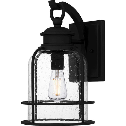 Quoizel Bowles 1 Light 14" Outdoor Lantern, Earth Black/Clear Seedy - BWE8408EK