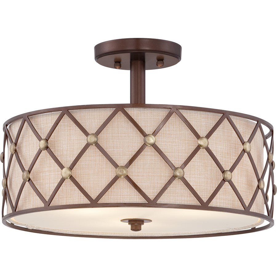 Quoizel Brown Lattice Semi-Flush Mount, Copper Canyon