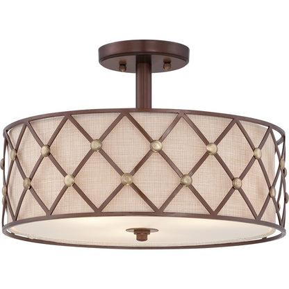 Quoizel Brown Lattice Semi-Flush Mount, Copper Canyon