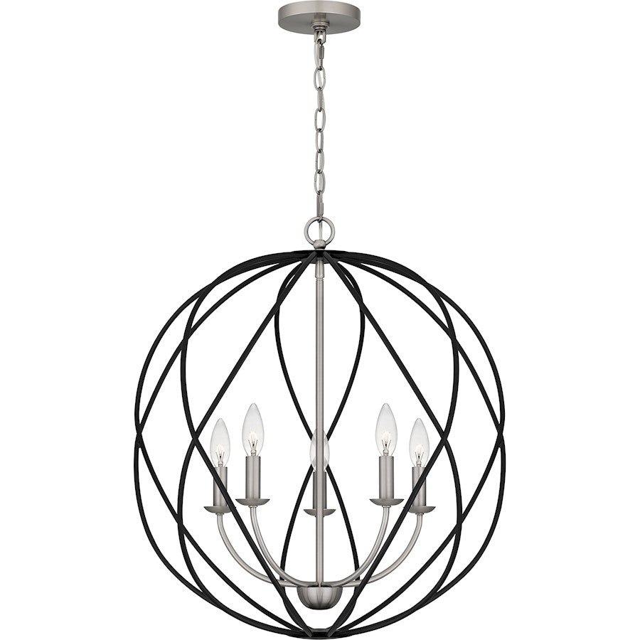 Quoizel Bryn 5 Light Pendant, Antique Nickel - BYN2824AN