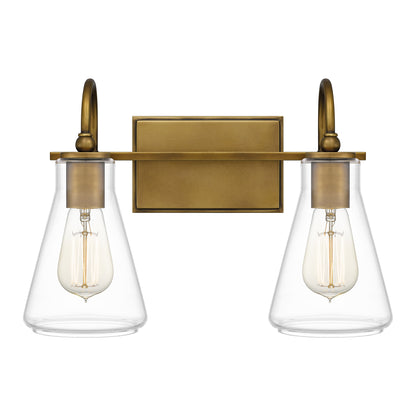 Quoizel Boyton 2 Light Bath Vanity, Weathered Brass/Clear - BYT8616WS