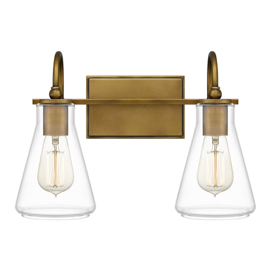 Quoizel Boyton 2 Light Bath Vanity, Weathered Brass/Clear - BYT8616WS