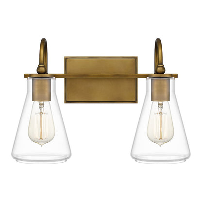 2 Light Bathroom Vanity Light, Weathered Brass