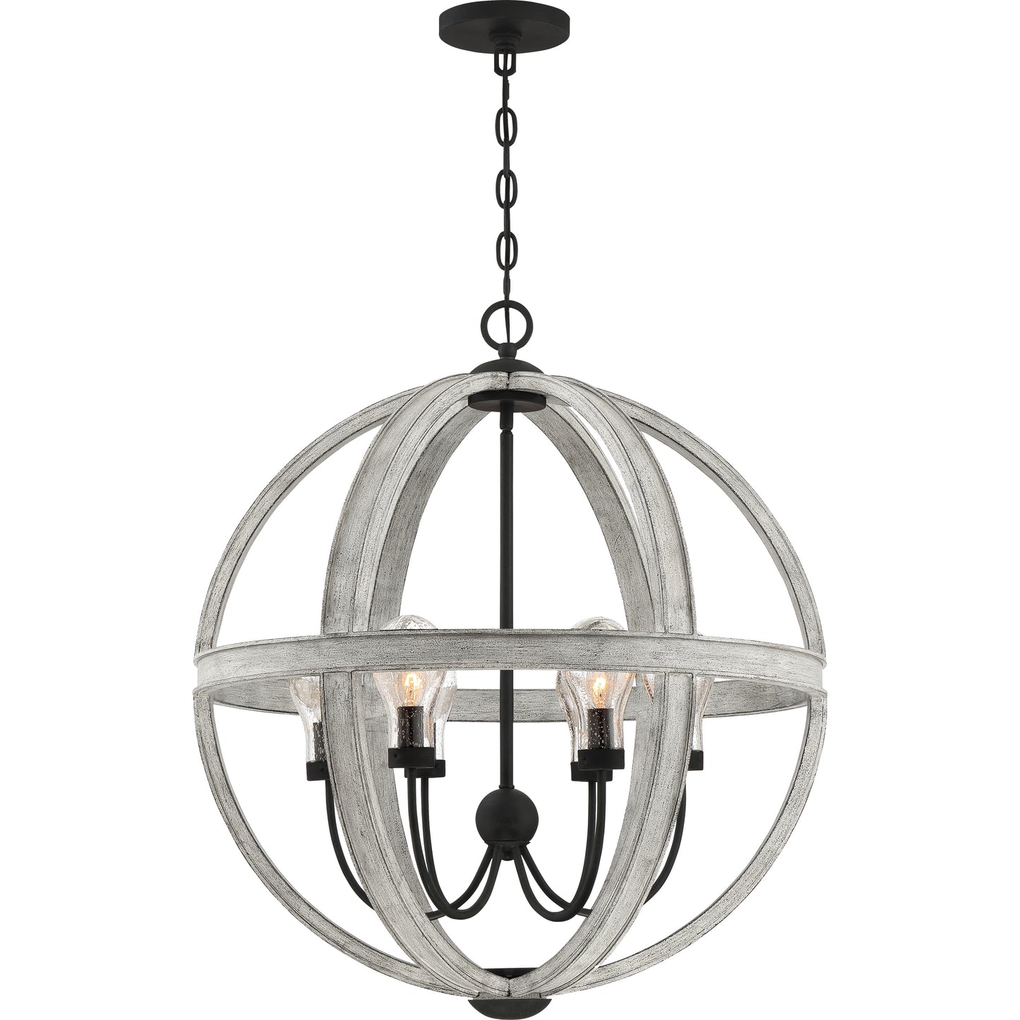 Quoizel Carlisle Foyer 6 Light Pendant, Grey Ash/Clear Seeded - CAL2828GK