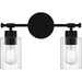 Quoizel Caputo 2 Light Bath Light, Matte Black/Clear Ribbed - CAP8615MBK