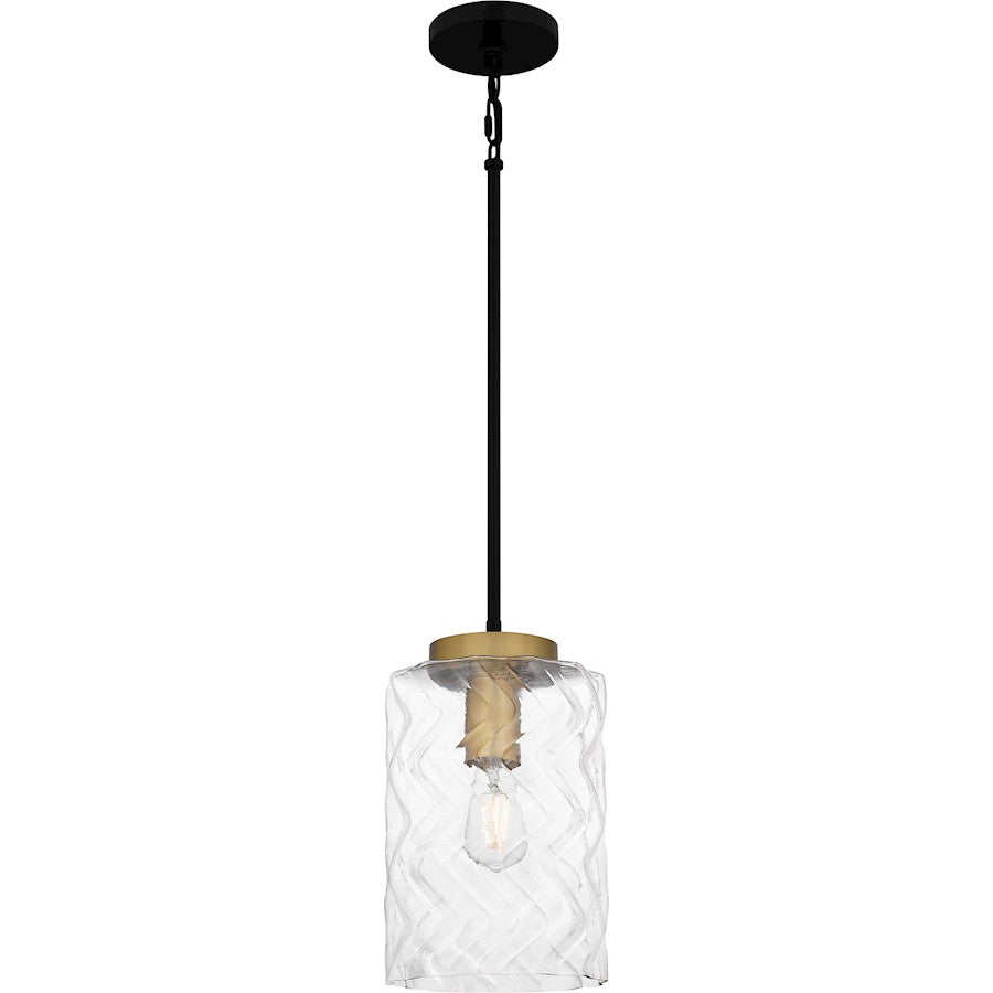 Quoizel Carly 1 Light Mini Pendant, Matte Black/Clear Swirl - CAY1508MBK