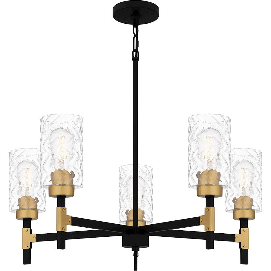 Quoizel Carly 5 Light Chandelier, Matte Black/Clear Swirl - CAY5028MBK