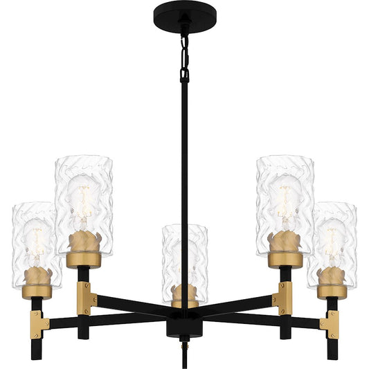 Quoizel Carly 5 Light Chandelier, Matte Black/Clear Swirl - CAY5028MBK