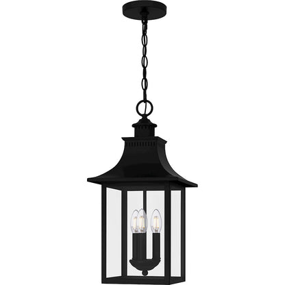 Quoizel Chancellor 3 Light Outdoor Lantern, Mystic Black/Clear - CCR1910K