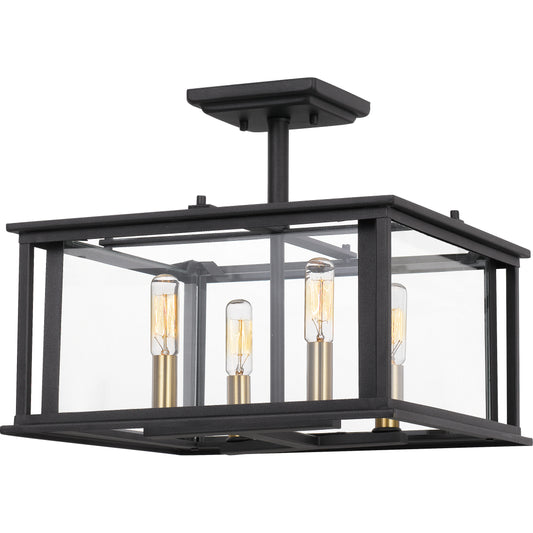 Quoizel Citadel 4 Light Semi-Flush Mount, Earth Black