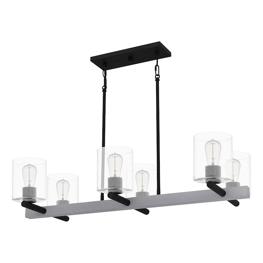 Quoizel Caldwell Chandelier Light, Matte Black/Clear