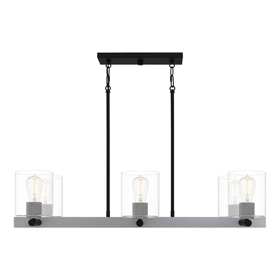 Quoizel Caldwell Chandelier Light, Matte Black/Clear