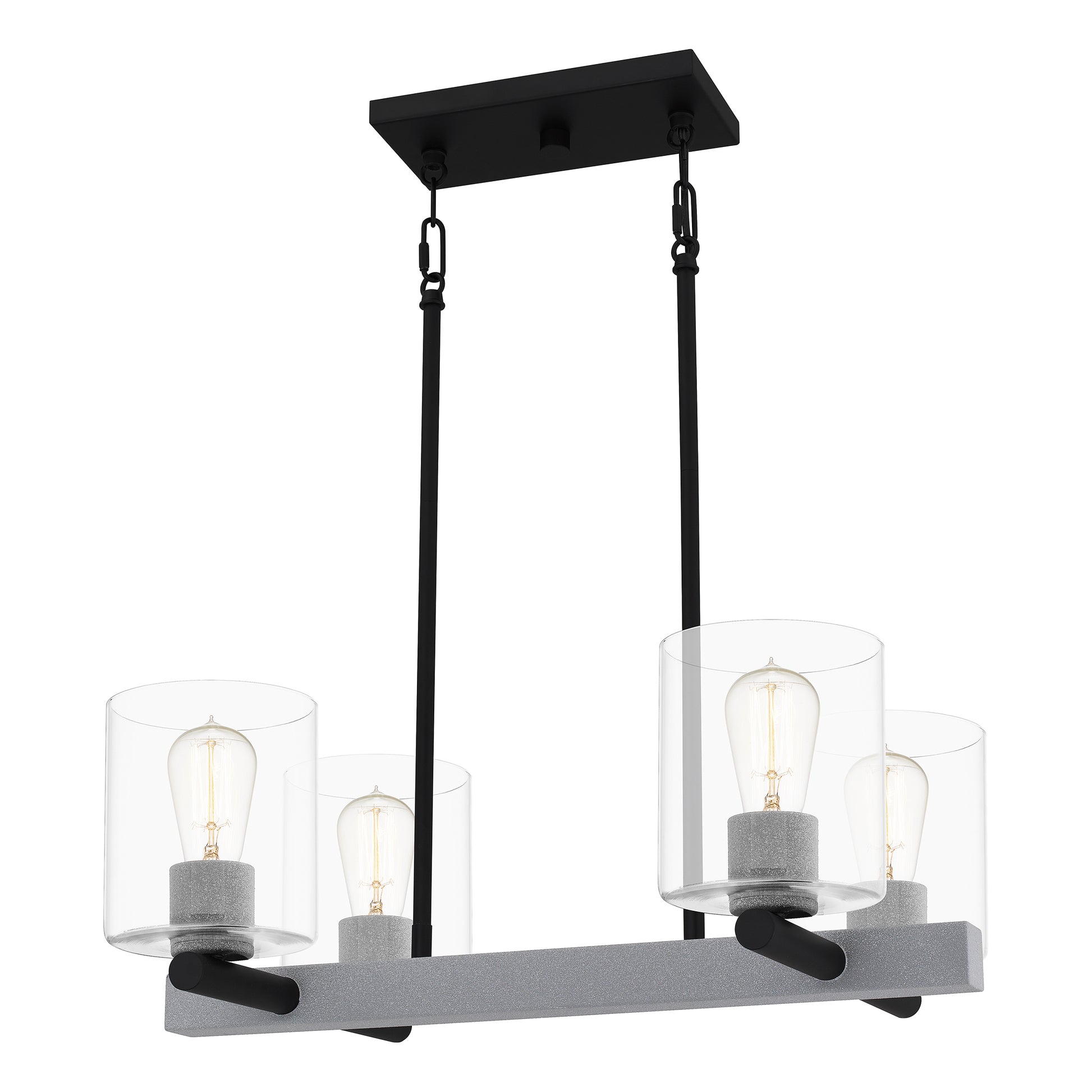 Quoizel Caldwell 4 Light Chandelier Light, Matte Black/Clear - CDW5022MBK