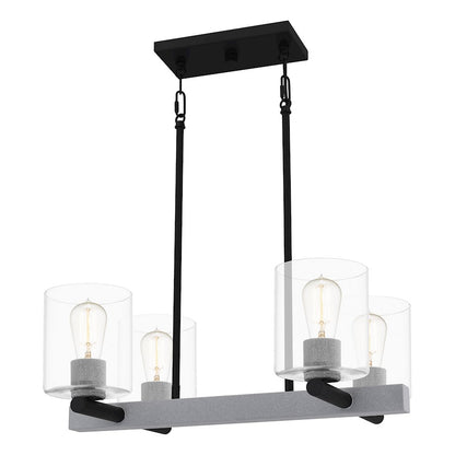 Quoizel Caldwell Chandelier Light, Matte Black/Clear