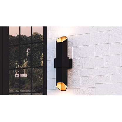 Quoizel Chasm Outdoor Lantern, Matte Black Gold