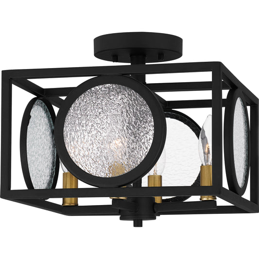 Quoizel Chalamont 4 Light Semi-Flush Mount, Black/Clear Texture - CHT1712EK