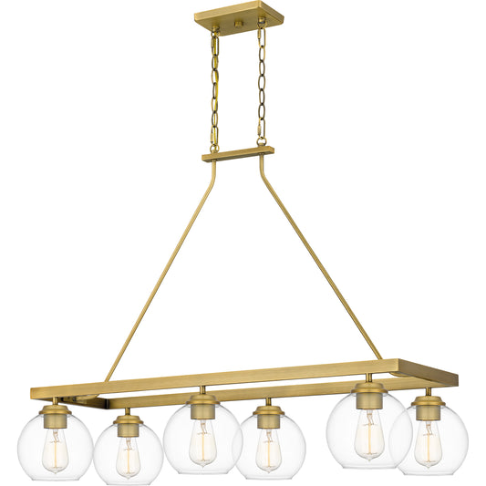 Quoizel Celadon 6 Light Island Light, Aged Brass/Clear - CLD637AB