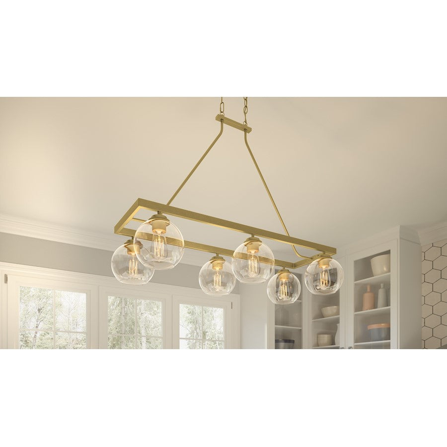 Quoizel Celadon 6 Light Island Light, Aged Brass/Clear