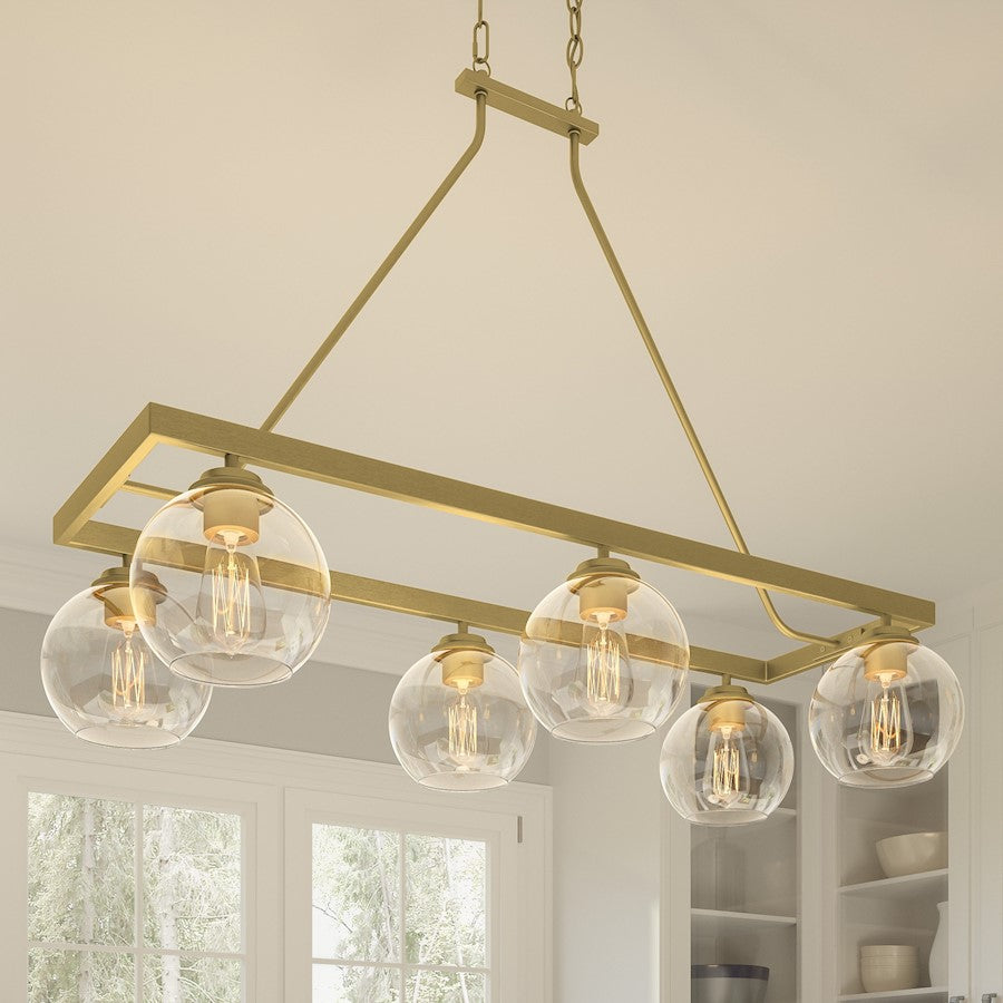 Quoizel Celadon 6 Light Island Light, Aged Brass/Clear