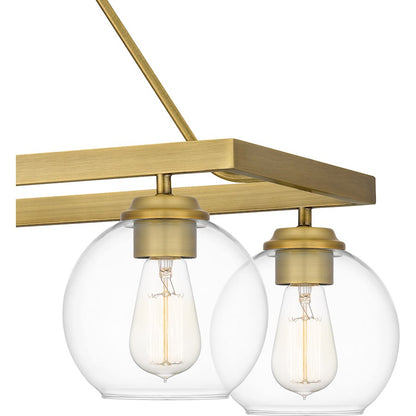 Quoizel Celadon 6 Light Island Light, Aged Brass/Clear