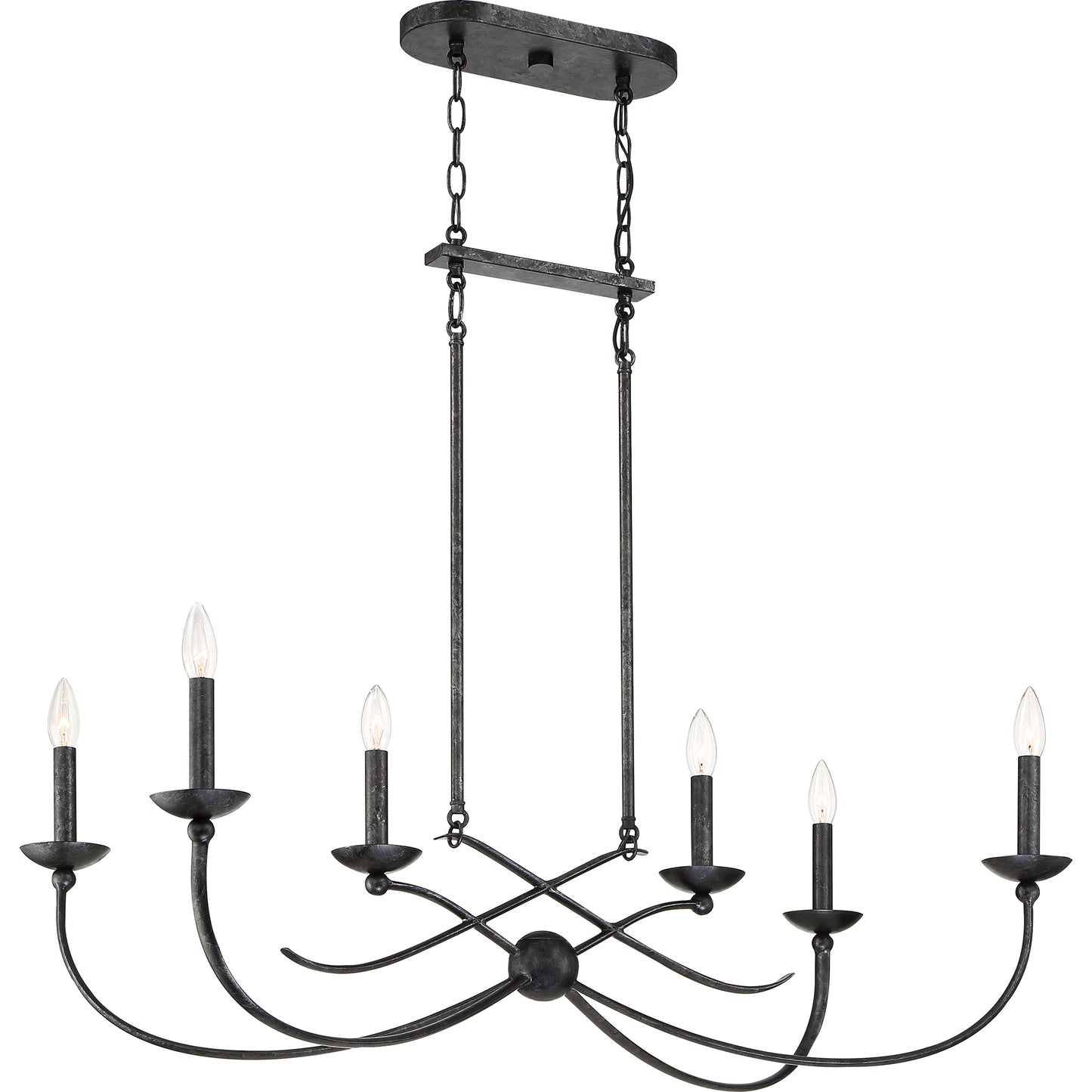 Quoizel Calligraphy 6 Light Island Chandelier, Old Black