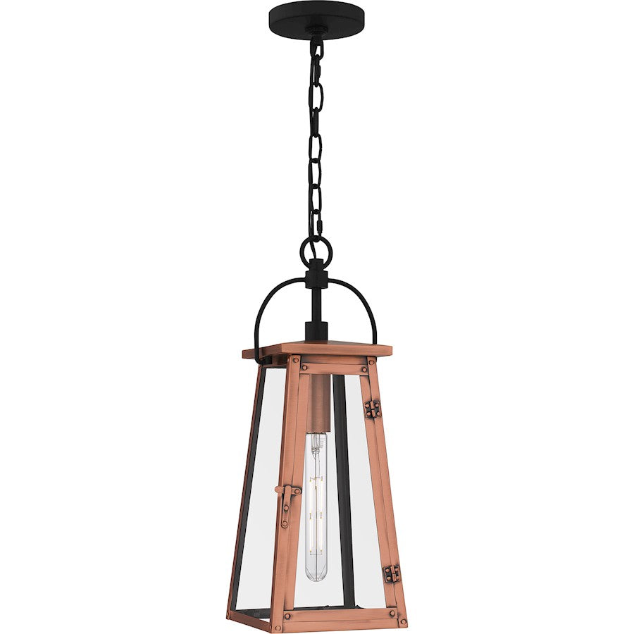 Quoizel Carolina 1 Light Mini Pendant, Aged Copper/Clear - CLN1507AC