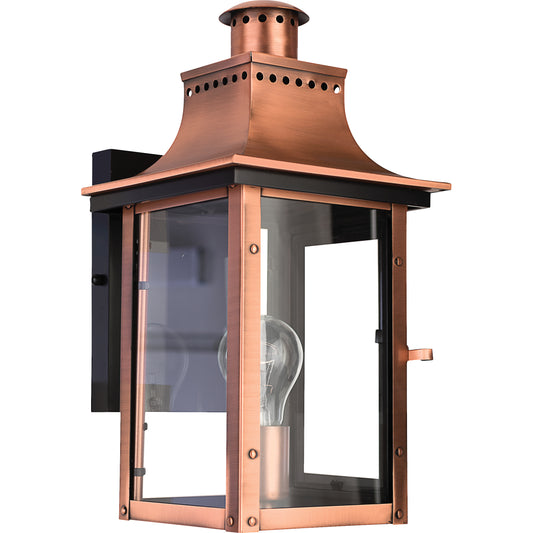 Quoizel 1 Light Chalmers Outdoor Wall Lantern, Aged Copper