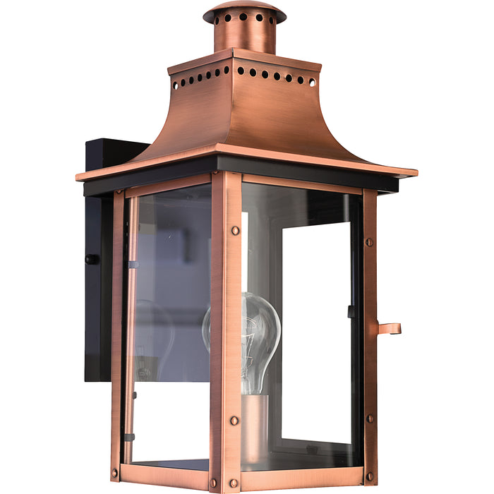 Quoizel 1 Light Chalmers Outdoor Wall Lantern, Aged Copper