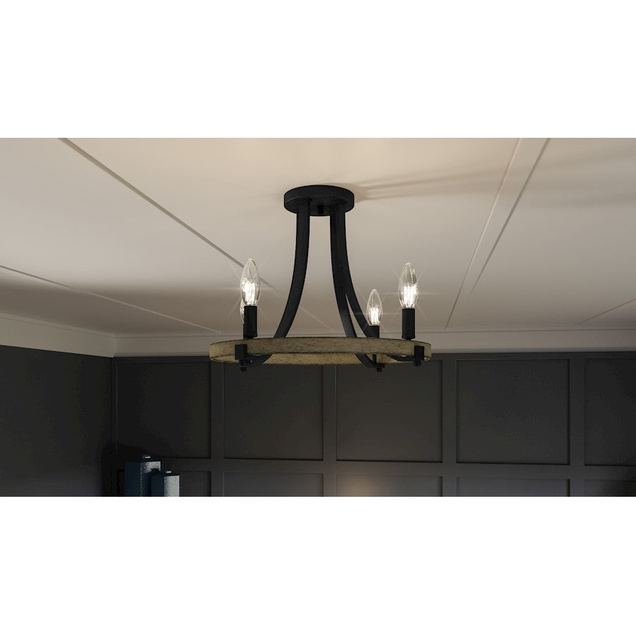 Quoizel Colombes 4 Light Semi-Flush Mount, Grey Ash