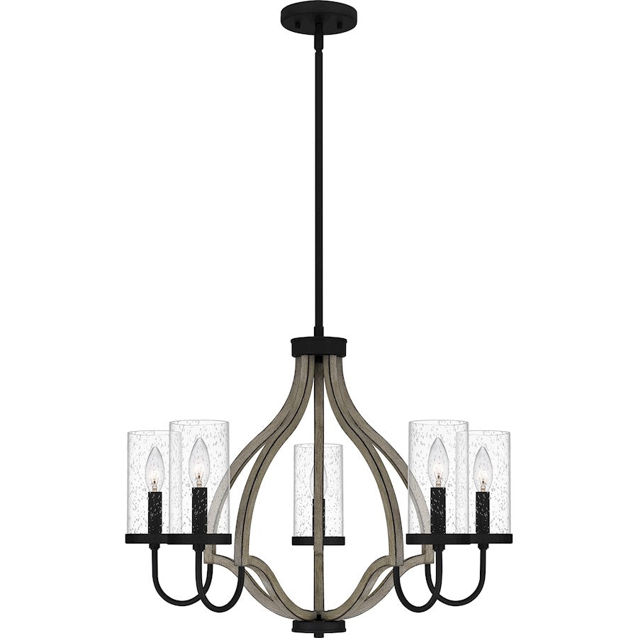 Quoizel Cornelia 5 Light Chandelier, Matte Black/Clear Seedy - CNE5026MBK