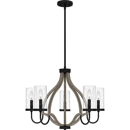 Quoizel Cornelia 5 Light Chandelier, Matte Black/Clear Seedy - CNE5026MBK
