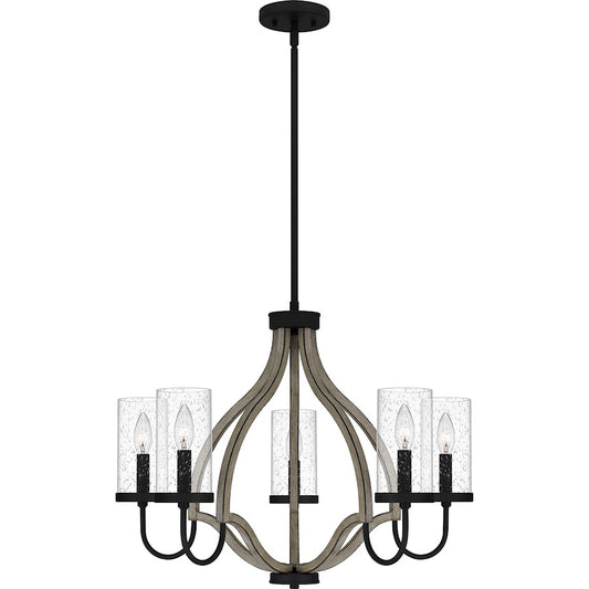 Quoizel Cornelia 5 Light Chandelier, Matte Black/Clear Seedy - CNE5026MBK