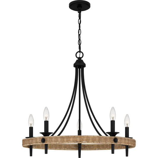 Quoizel Catania 5 Light Chandelier, Matte Black - CNI5026MBK