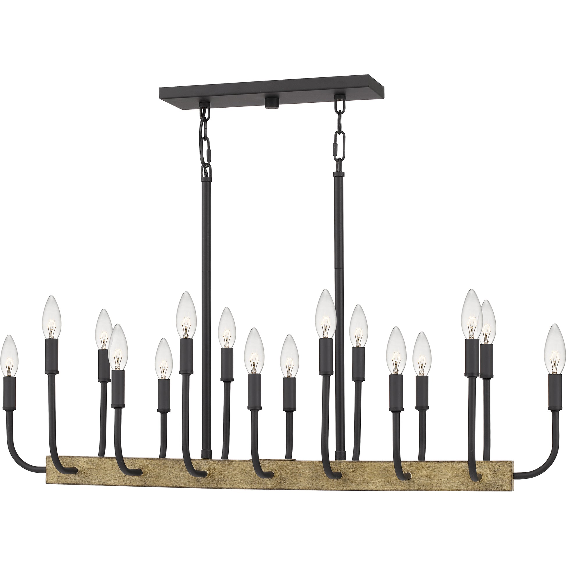 Quoizel Coda Linear 16 Light Chandelier, Earth Black - COD139MBK