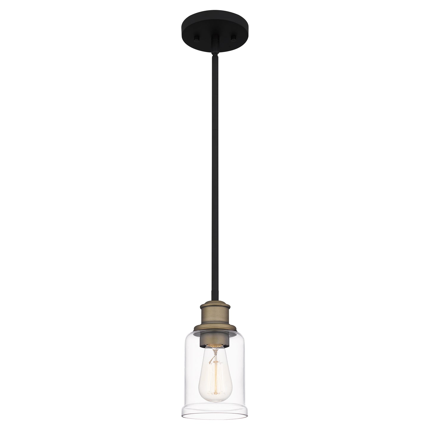 Quoizel Cox 1 Light Mini Pendant, Matte Black/Clear - COX1504MBK