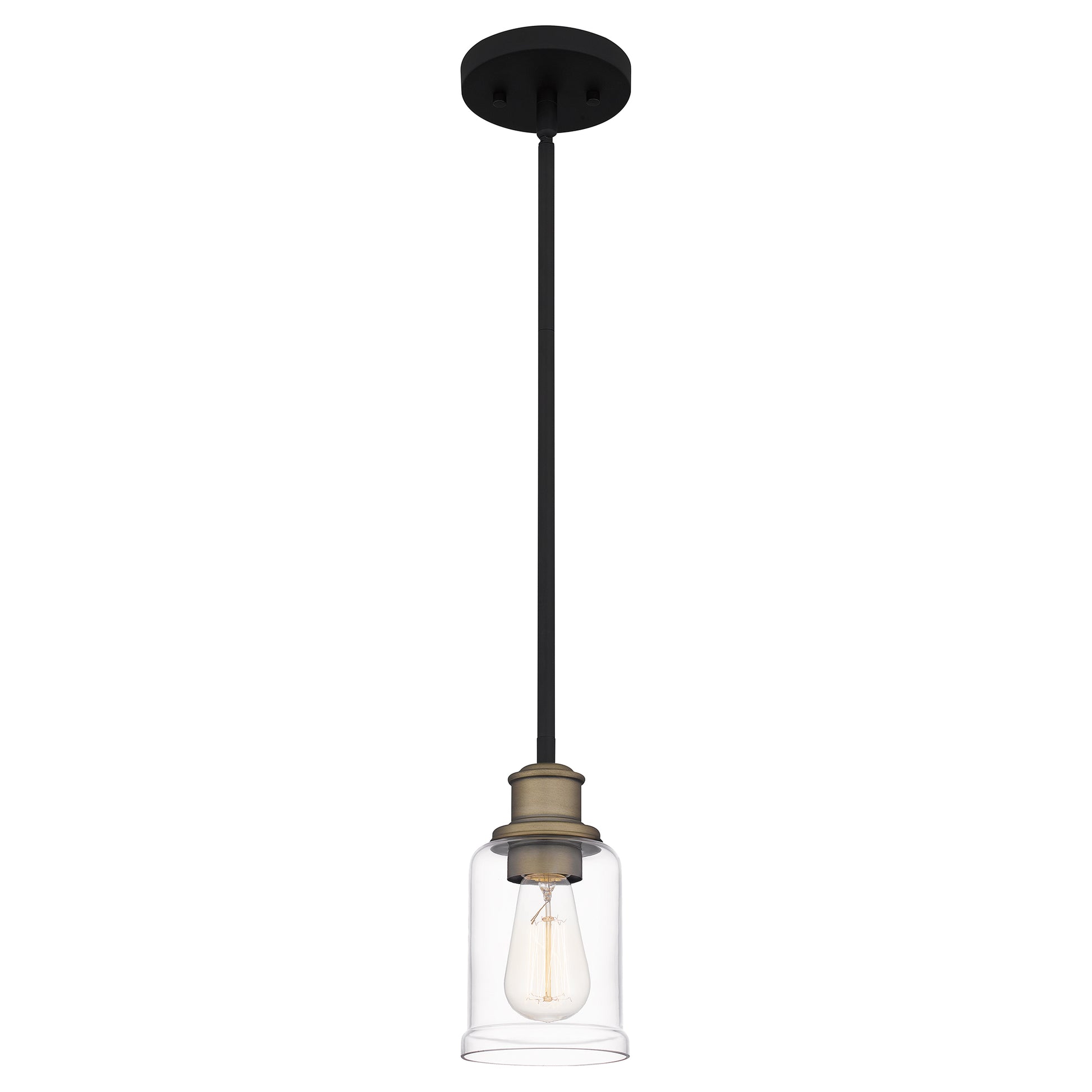 Quoizel Cox 1 Light Mini Pendant, Matte Black/Clear - COX1504MBK