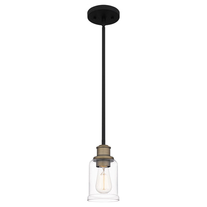 Quoizel Cox 1 Light Mini Pendant, Matte Black/Clear - COX1504MBK