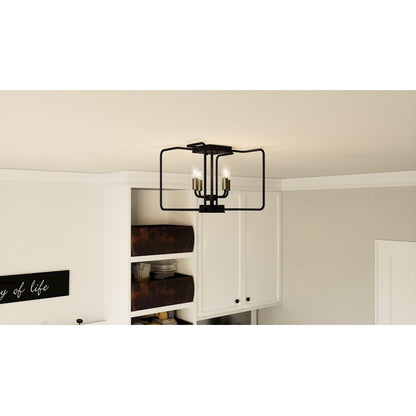 Quoizel Cox 4 Light Semi-Flush Mount, Matte Black