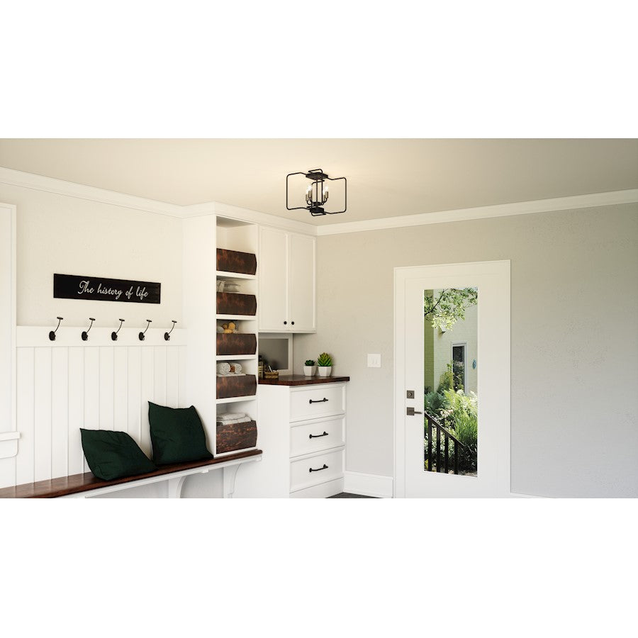 Quoizel Cox 4 Light Semi-Flush Mount, Matte Black