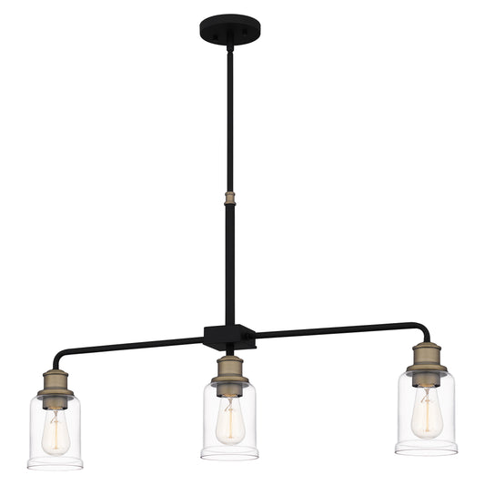 Quoizel Cox 3 Light Chandelier Light, Matte Black/Clear - COX336MBK