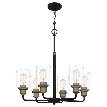 Quoizel Cox 4 Light Chandelier, Matte Black/Clear - COX5021MBK