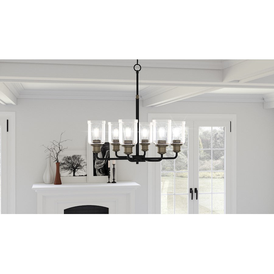 Quoizel Cox  Chandelier, Matte Black/Clear